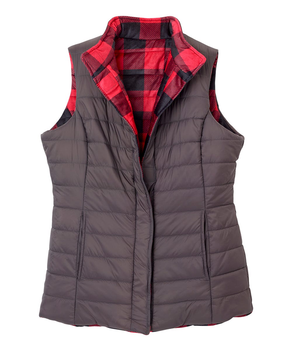 Women's Reversible Magnetic Snap Front Puffer Vest