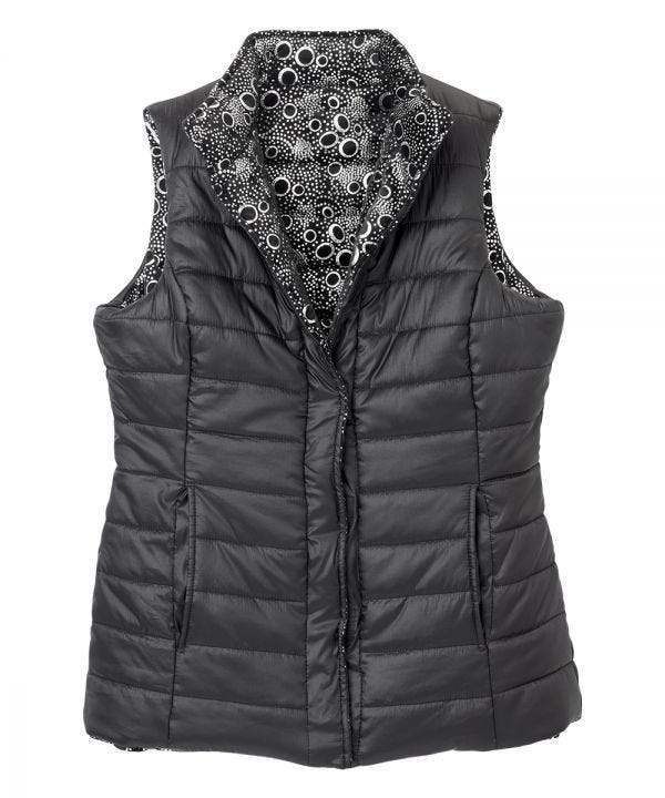 Women's Reversible Magnetic Snap Front Puffer Vest