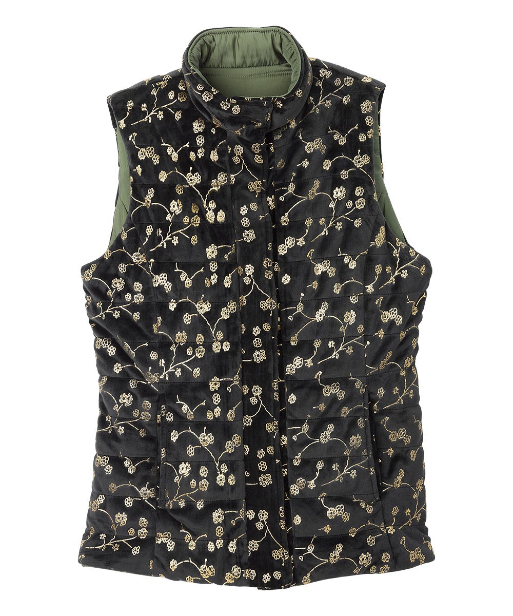 Women's Reversible Magnetic Snap Front Puffer Vest