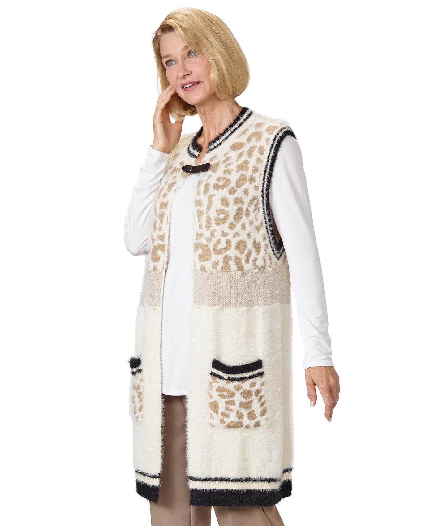 Women's Sweater Vest with Magnetic Snap