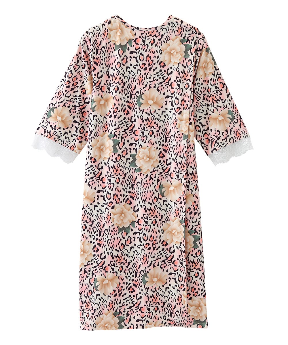 Women's Open Back V-Neck Lace Trim Nightgown