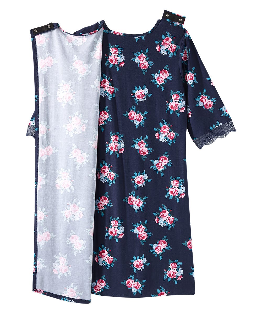 Women's Open Back V-Neck Lace Trim Nightgown