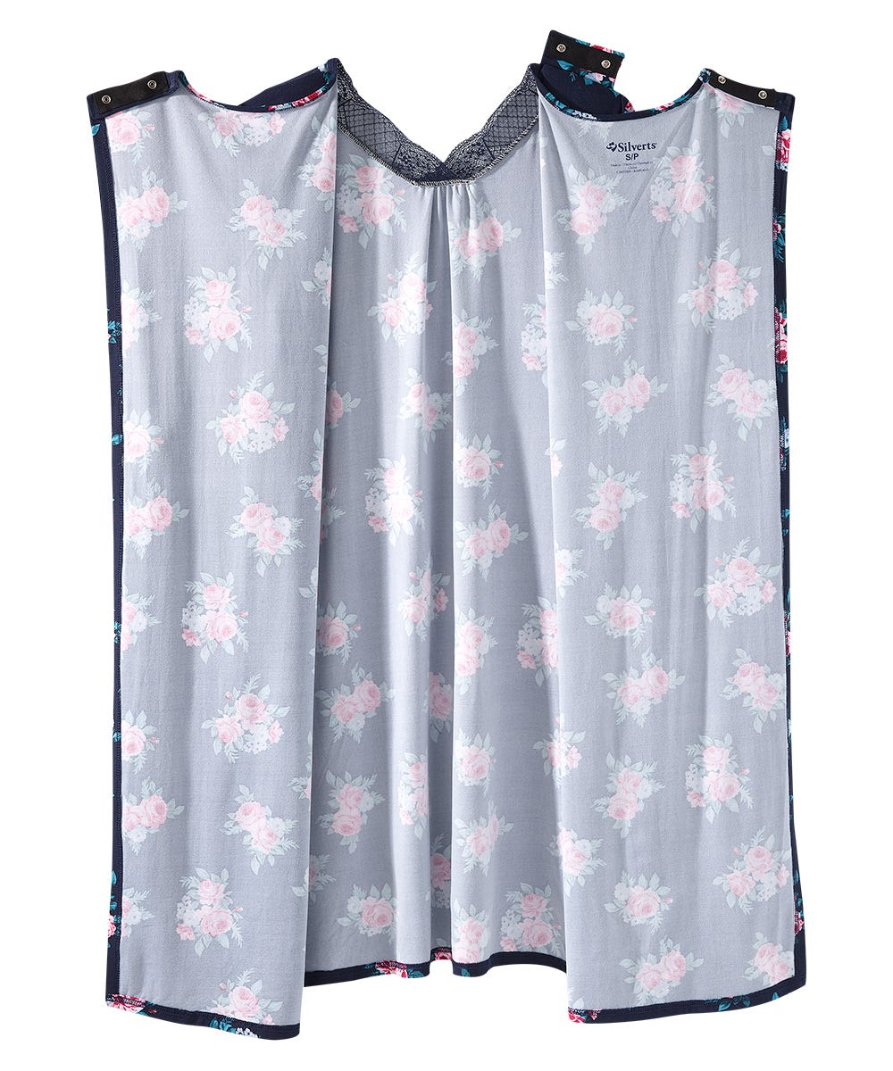 Women's Open Back V-Neck Lace Trim Nightgown
