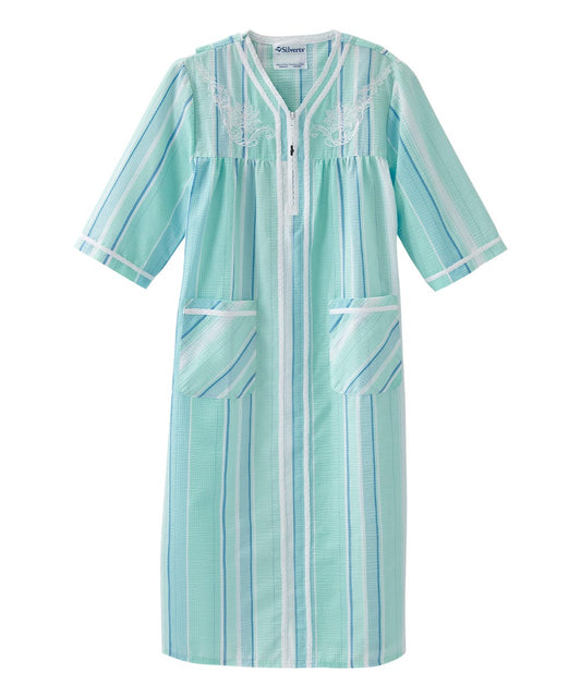 Women's Open Back Nightgown with Quarter-Zip - Clearance