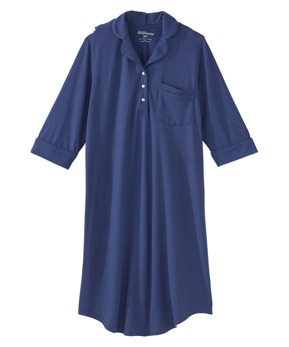 Women's Open Back Collared Nightgown