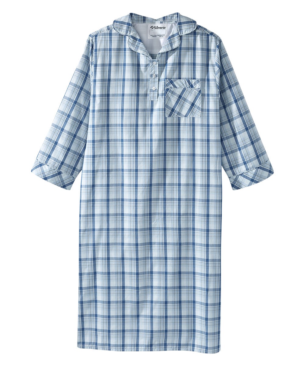 Men's Open Back Collared Nightgown