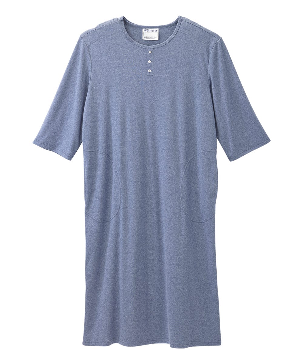 Men's Open Back Henley Nightgown