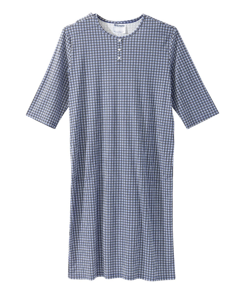 Men's Open Back Henley Nightgown