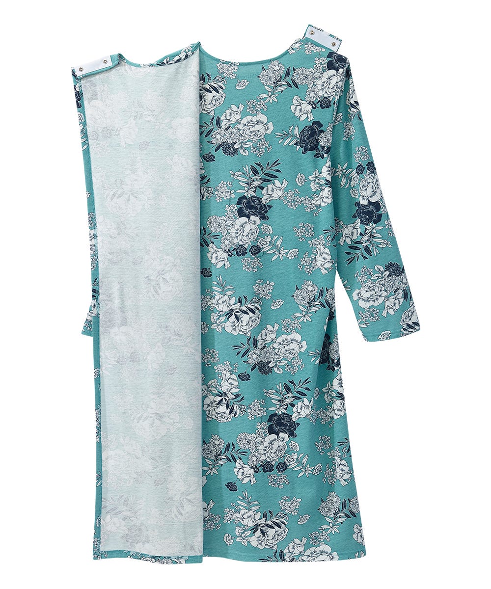 Women's Open Back Long Sleeve Lace Trim Nightgown