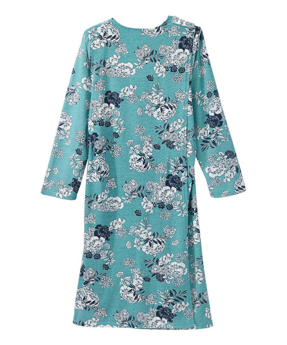 Women's Open Back Long Sleeve Lace Trim Nightgown