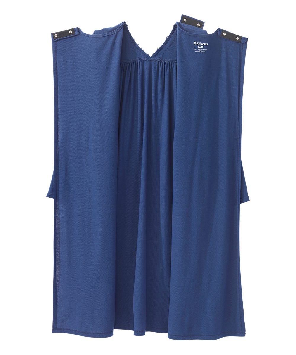 Women's Open Back Long Sleeve Lace Trim Nightgown