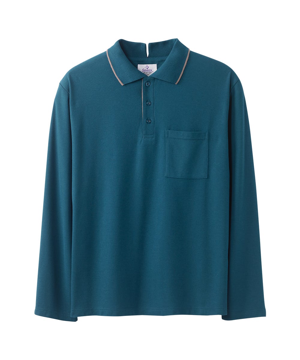 Men's Adaptive Open Back Polo Shirt with Long Sleeves - Clearance