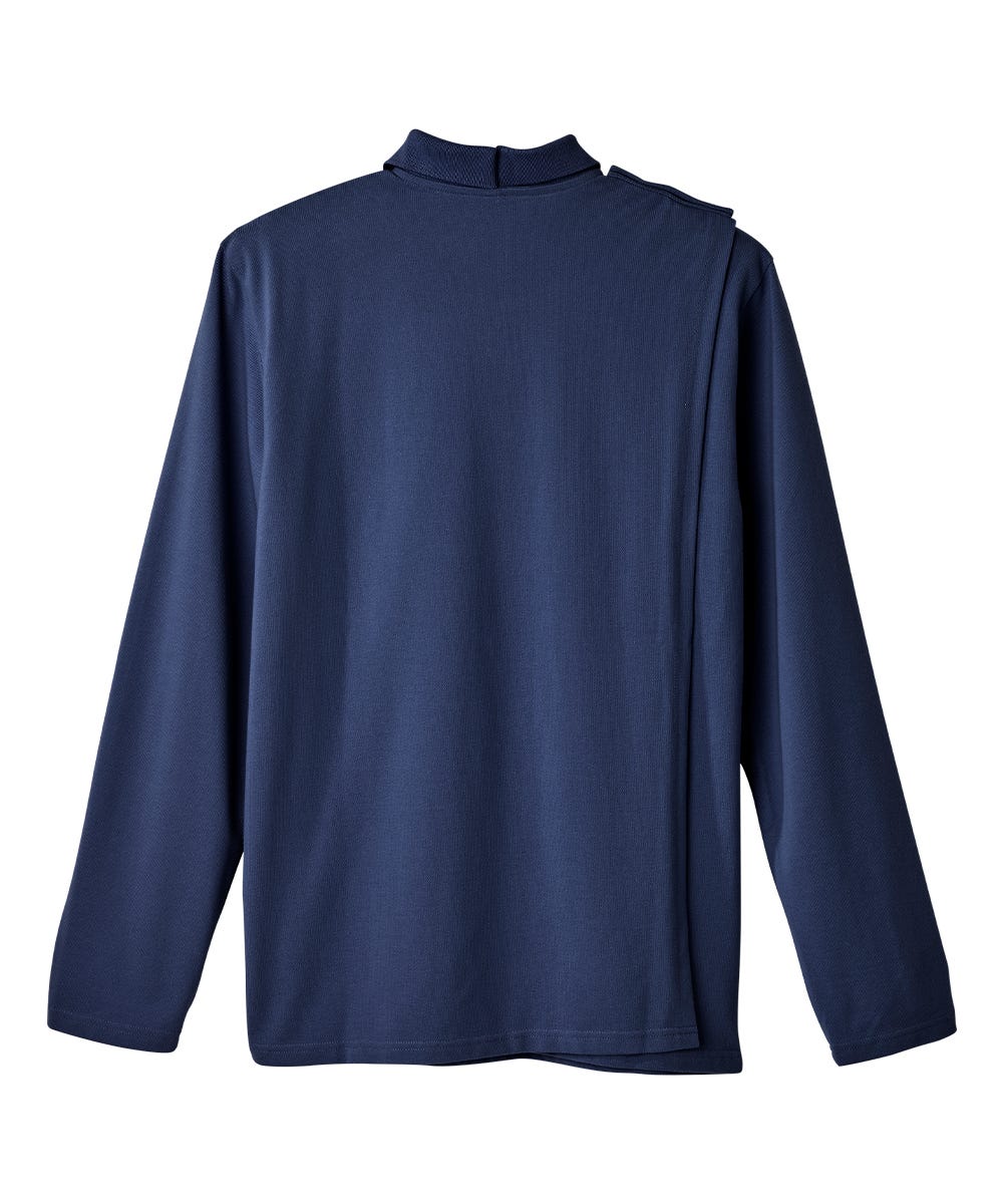 Men's Adaptive Open Back Polo Shirt with Long Sleeves