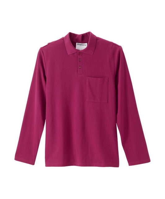 Men's Adaptive Open Back Polo Shirt with Long Sleeves