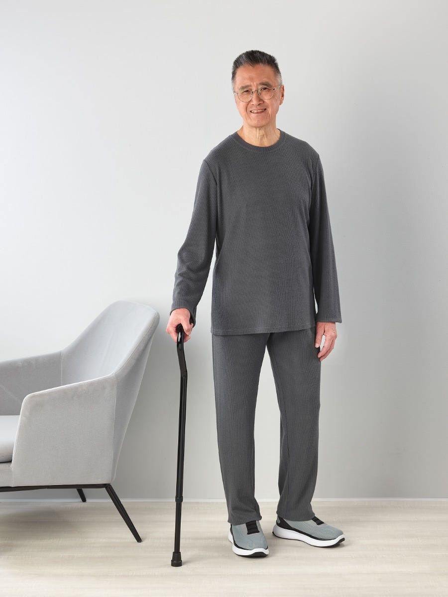 Men's Open Back Top & Pull-on Pant Waffle Knit Pajama Set