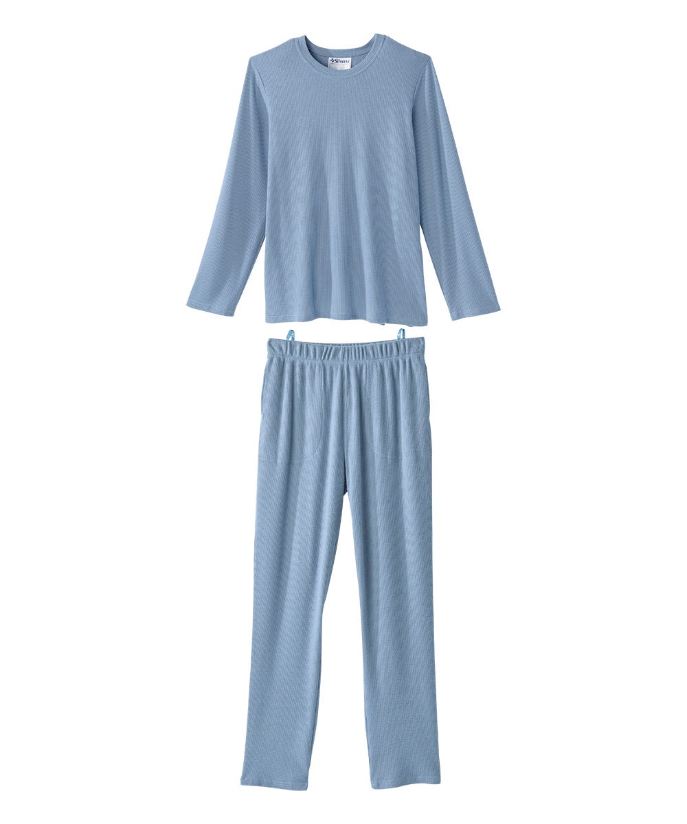 Men's Open Back Top & Pull-on Pant Waffle Knit Pajama Set