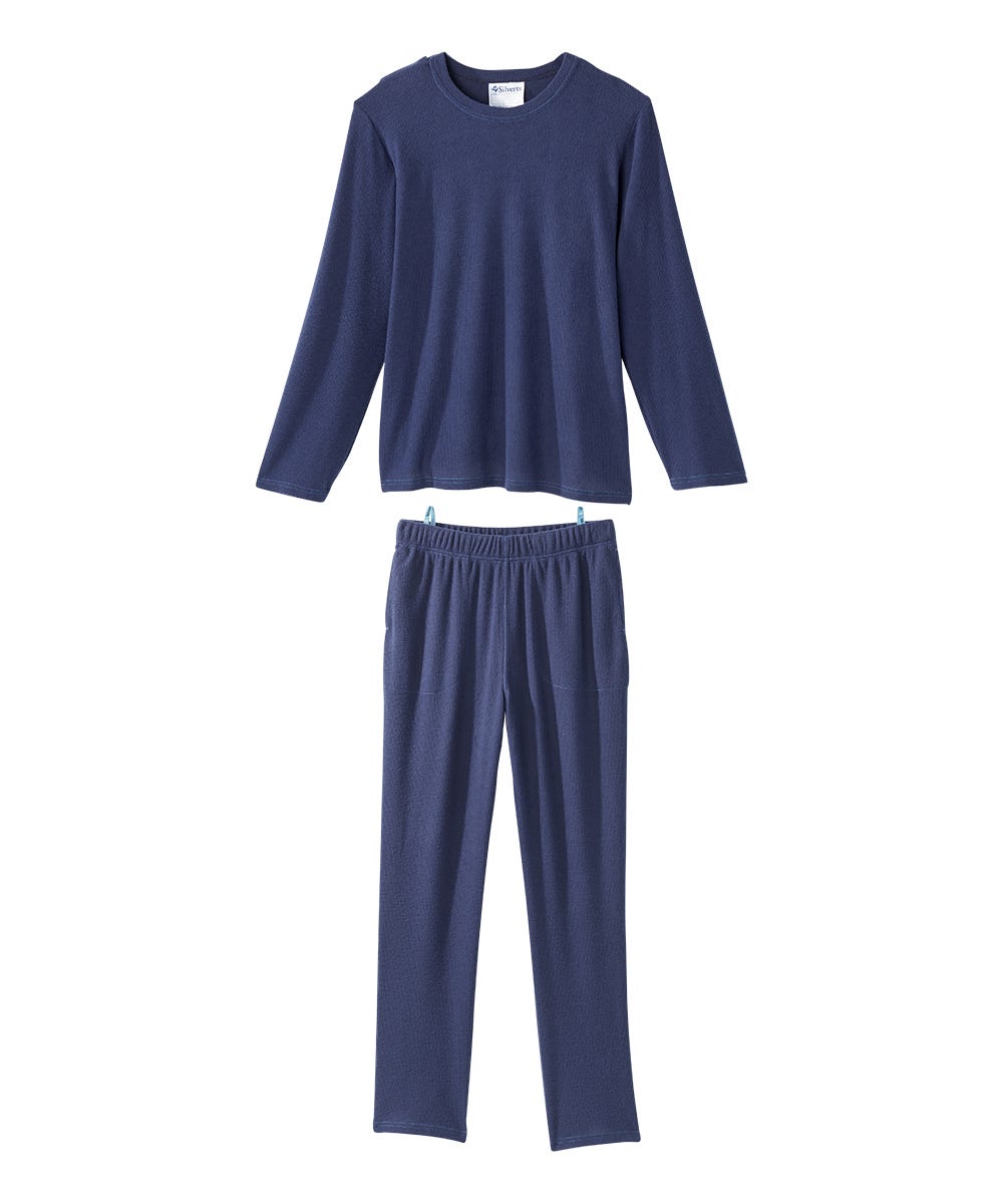 Men's Open Back Top & Pull-on Pant Waffle Knit Pajama Set