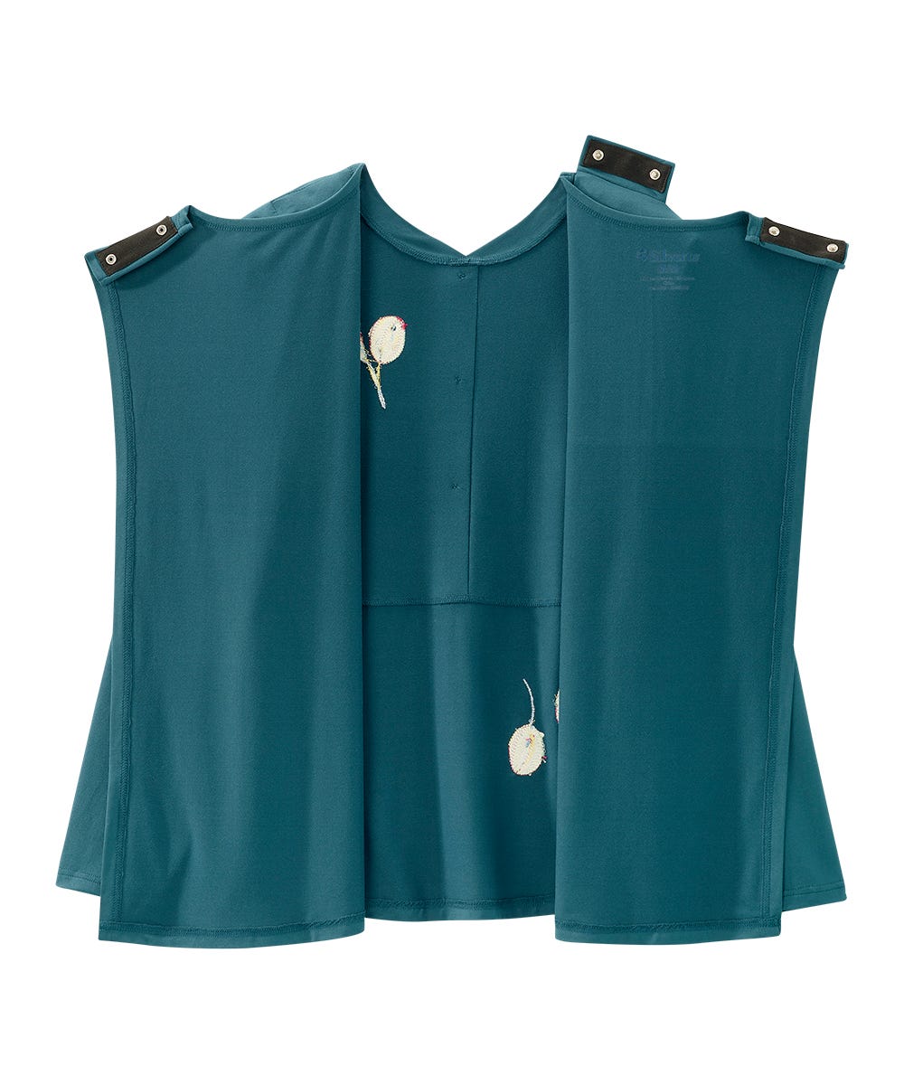 Women's Open Back 3-Button Front Embroidery Top