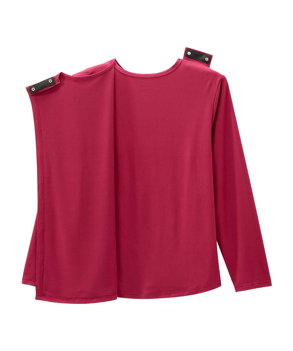 3 Button Front Shop Women's Open Back 3-Button Front Embroidery Top Online | Silverts