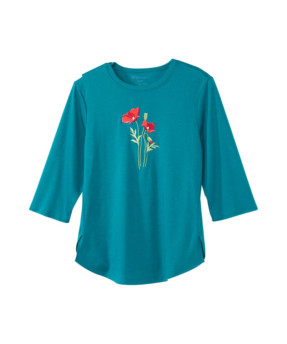 Women's Open Back Embroidered Flower Top